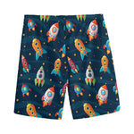 Rockets And Stars Pattern Print Men's Sports Shorts