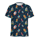 Rockets And Stars Pattern Print Men's Sports T-Shirt