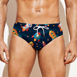 Rockets And Stars Pattern Print Men's Swim Briefs