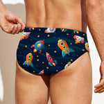 Rockets And Stars Pattern Print Men's Swim Briefs