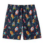 Rockets And Stars Pattern Print Men's Swim Trunks