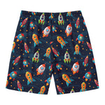 Rockets And Stars Pattern Print Men's Swim Trunks