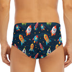Rockets And Stars Pattern Print Men's Triangle Swim Briefs