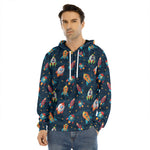 Rockets And Stars Pattern Print Men's Velvet Pullover Hoodie