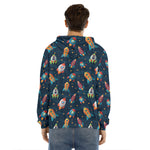 Rockets And Stars Pattern Print Men's Velvet Pullover Hoodie