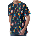 Rockets And Stars Pattern Print Men's Velvet T-Shirt