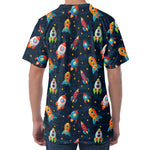 Rockets And Stars Pattern Print Men's Velvet T-Shirt