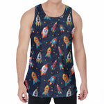 Rockets And Stars Pattern Print Men's Velvet Tank Top