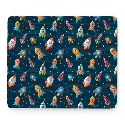 Rockets And Stars Pattern Print Mouse Pad