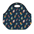 Rockets And Stars Pattern Print Neoprene Lunch Bag