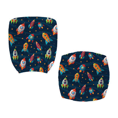 Rockets And Stars Pattern Print Office Chair Cover