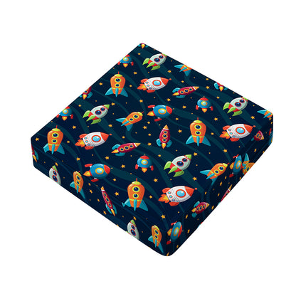 Rockets And Stars Pattern Print Outdoor Seat Cushion Cover