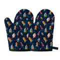 Rockets And Stars Pattern Print Oven Mitts