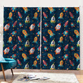 Rockets And Stars Pattern Print Pencil Pleat Curtains