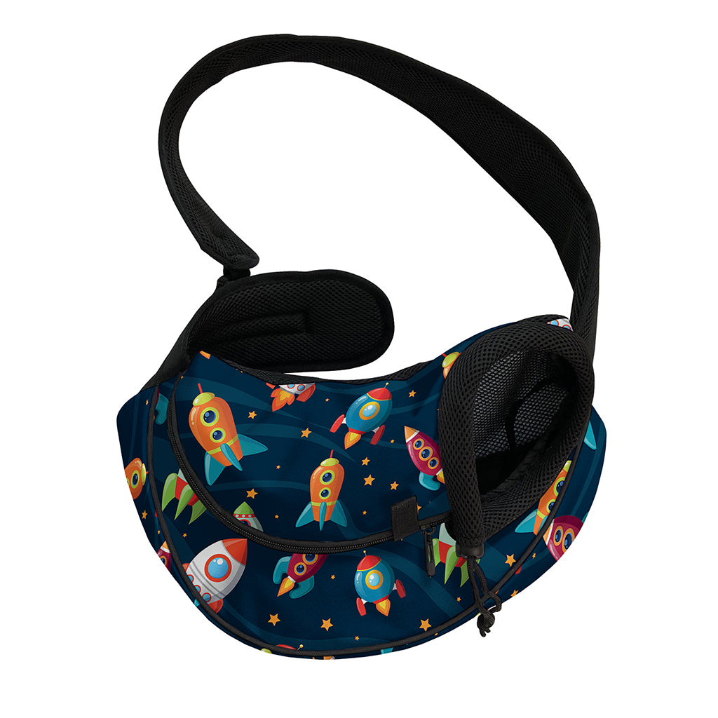 Rockets And Stars Pattern Print Pet Sling Carrier
