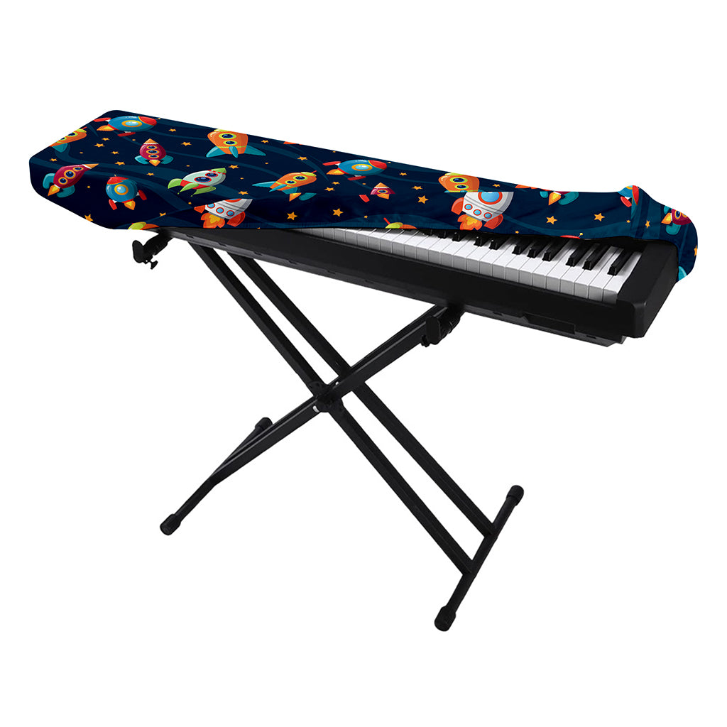 Rockets And Stars Pattern Print Piano Keyboard Cover