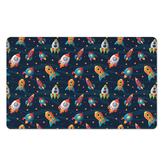 Rockets And Stars Pattern Print Polyester Doormat