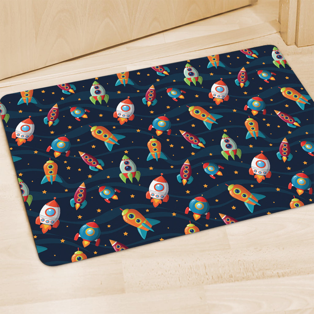 Rockets And Stars Pattern Print Polyester Doormat