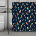 Rockets And Stars Pattern Print Polyester Shower Curtain