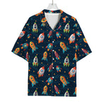 Rockets And Stars Pattern Print Rayon Hawaiian Shirt