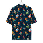 Rockets And Stars Pattern Print Rayon Hawaiian Shirt