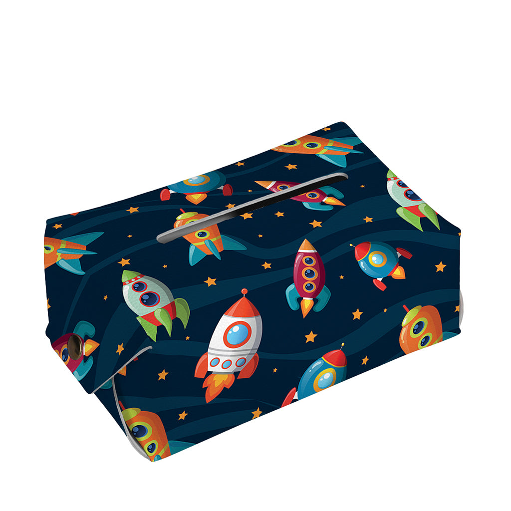 Rockets And Stars Pattern Print Rectangle Tissue Box Cover