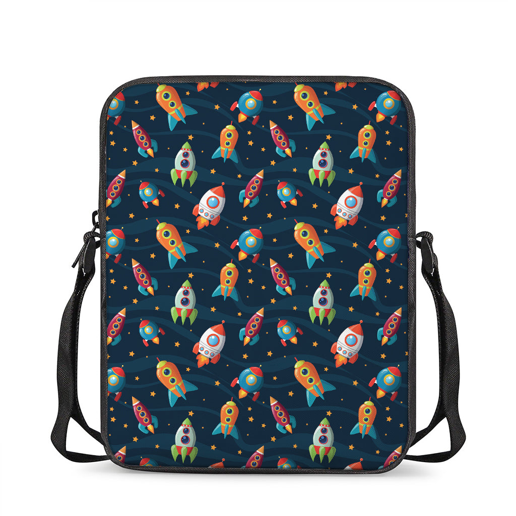 Rockets And Stars Pattern Print Rectangular Crossbody Bag