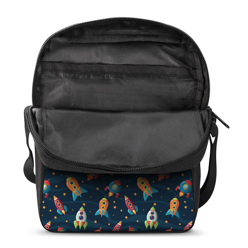 Rockets And Stars Pattern Print Rectangular Crossbody Bag