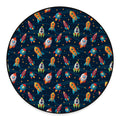 Rockets And Stars Pattern Print Round Floor Mat