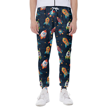 Rockets And Stars Pattern Print Scuba Joggers