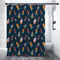 Rockets And Stars Pattern Print Shower Curtain
