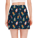 Rockets And Stars Pattern Print Side Slit Mini Skirt
