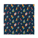 Rockets And Stars Pattern Print Silk Bandana