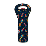 Rockets And Stars Pattern Print Single Neoprene Wine Tote