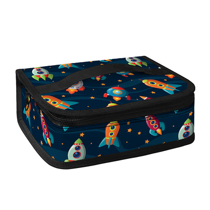 Rockets And Stars Pattern Print Small Lunch Bag