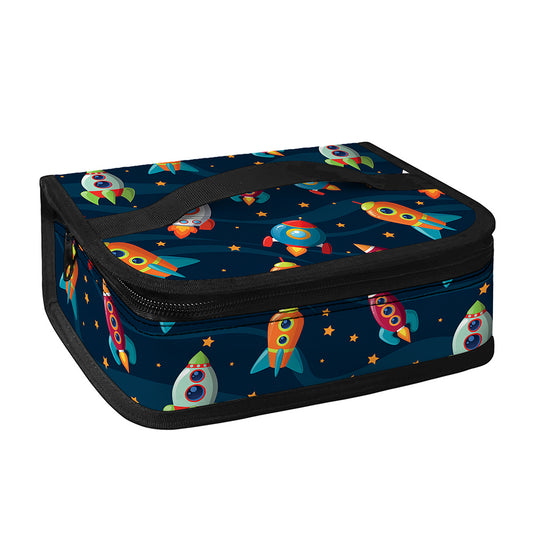 Rockets And Stars Pattern Print Small Lunch Bag
