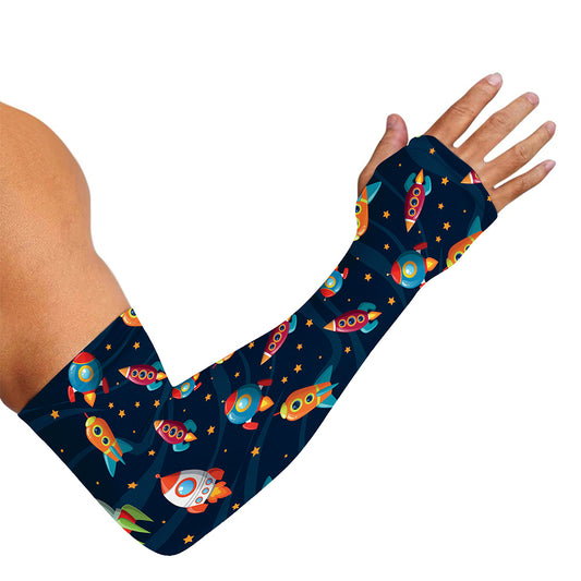 Rockets And Stars Pattern Print Sun Protection Arm Sleeves