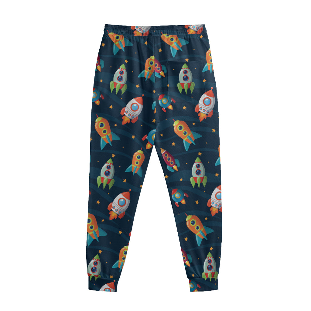 Rockets And Stars Pattern Print Sweatpants