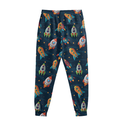 Rockets And Stars Pattern Print Sweatpants