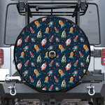 Rockets And Stars Pattern Print Tire Cover With Camera Hole