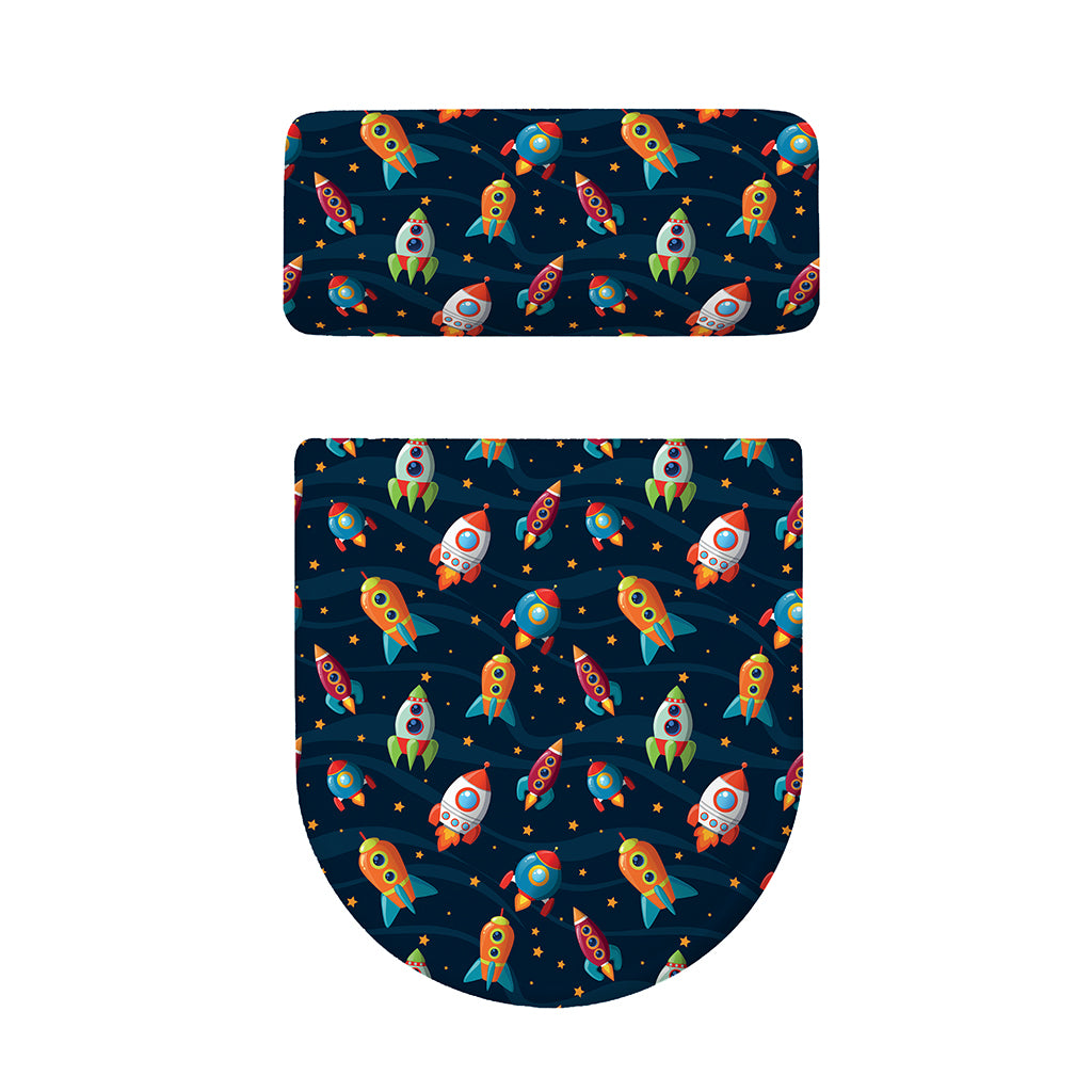 Rockets And Stars Pattern Print Toilet Lid And Tank Cover Set