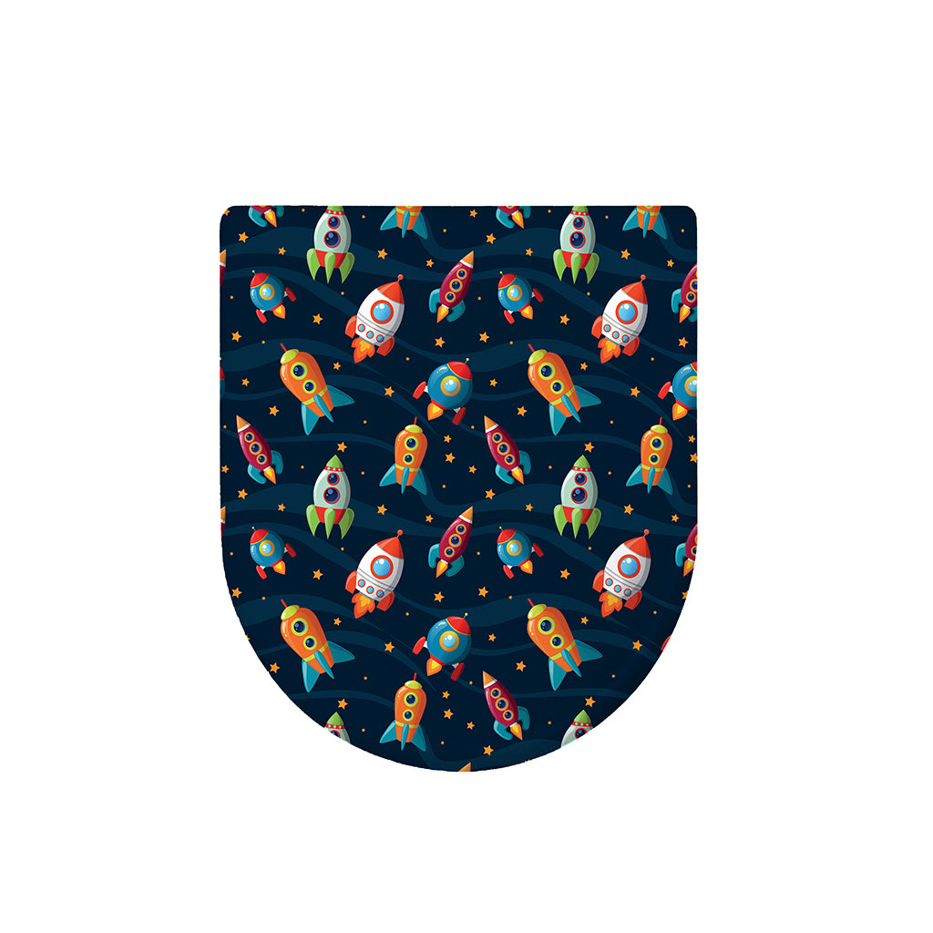 Rockets And Stars Pattern Print Toilet Lid Cover