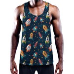 Rockets And Stars Pattern Print Training Tank Top