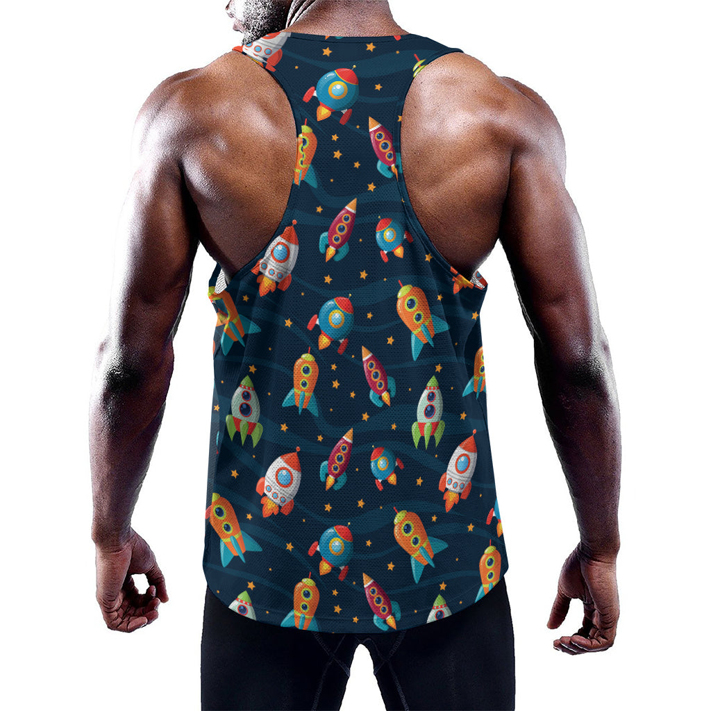 Rockets And Stars Pattern Print Training Tank Top