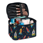 Rockets And Stars Pattern Print Travel Makeup Bag