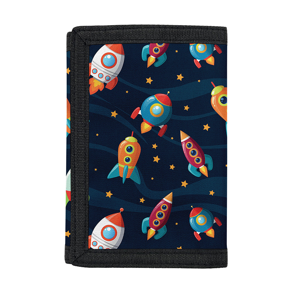 Rockets And Stars Pattern Print Trifold Wallet