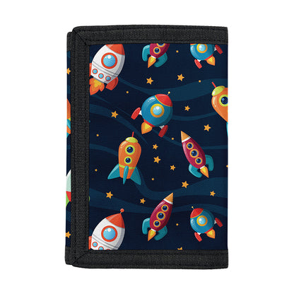 Rockets And Stars Pattern Print Trifold Wallet
