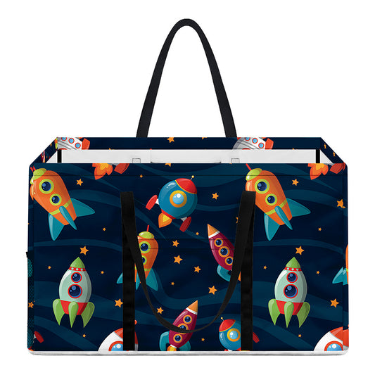 Rockets And Stars Pattern Print Utility Tote Bag