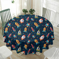 Rockets And Stars Pattern Print Waterproof Round Tablecloth
