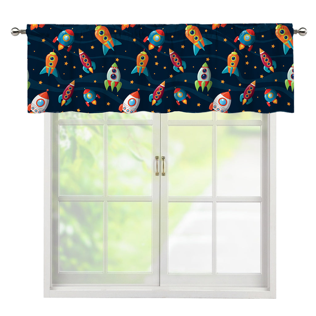 Rockets And Stars Pattern Print Window Valance